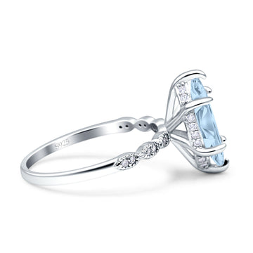Solitaire Marquise Engagement Ring Simulated Aquamarine 925 Sterling Silver Wholesale